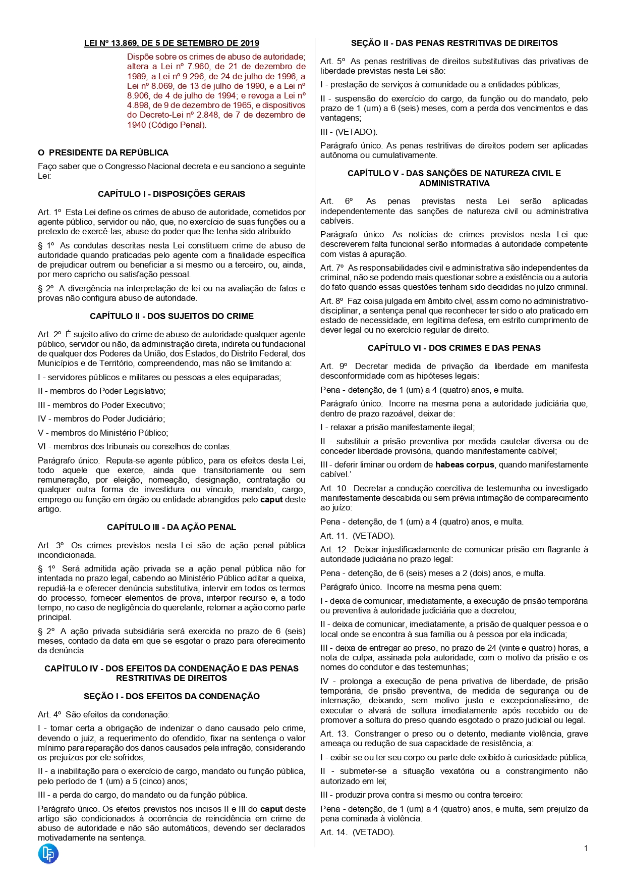 Lei 13.869/2019 - Abuso de Autoridade (Letra da Lei Atualizada em 08/2025) - Imagem 3