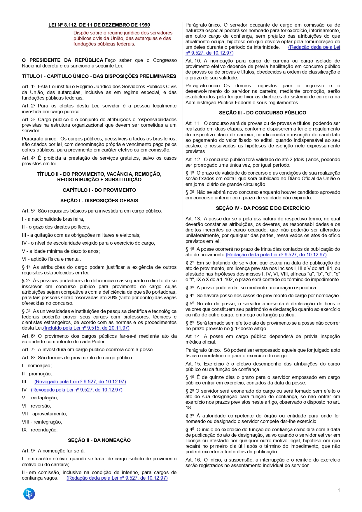 Lei 8.112/1990 - Estatuto do Servidor Público Civil da União (Letra da Lei Atualizada em 08/2025) - Imagem 3