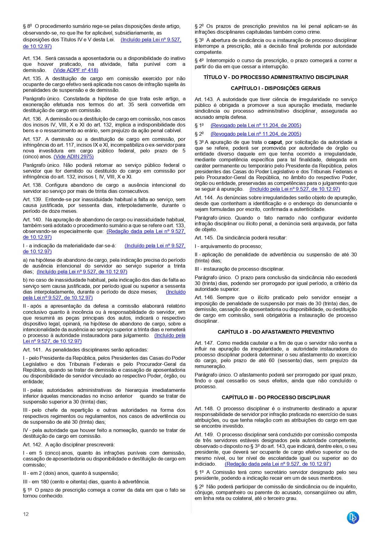 Lei 8.112/1990 - Estatuto do Servidor Público Civil da União (Letra da Lei Atualizada em 08/2025) - Imagem 4